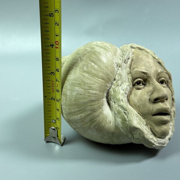 Art Sculpture Woman’s Face In Gastropod Shell  Handmade Signed B. Bond 1981 - Picture 7 of 8